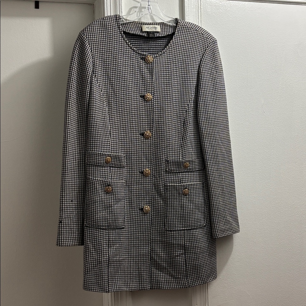 ST. JOHN women Houndstooth Jacket with Gold Buttons